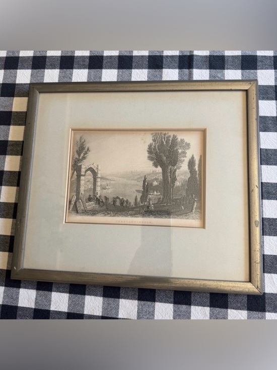 Other - Antique Constantinople Steel Engraving Print Framed 12x10 Gold Silver Istanbul